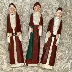 Handcrafted Wooden Santa Figurines